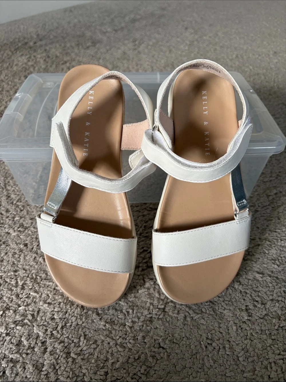 KELLY & KATIE White Strappy Adjustable Girl’s Sandals